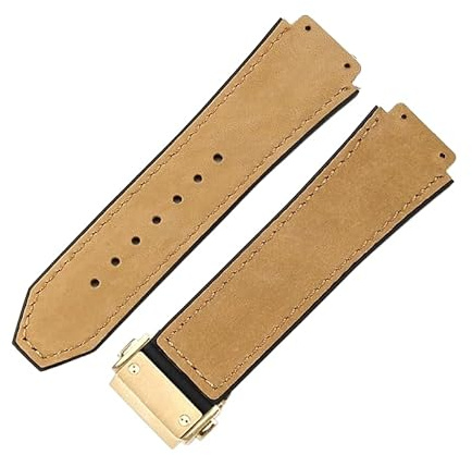 ROUHO 26 x 19mm Faltschließe Echtleder Uhrenarmband, Silikon Unterseite Armband für Hublot Classic Fusion