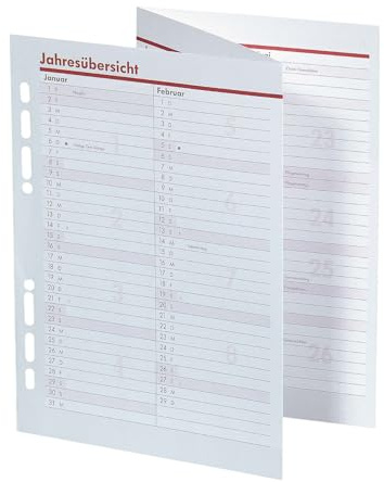 BSB Ersatzeinlage Jahresübersicht Leporello 2026-6-fach Lochung - ca. A5 - für Manager Terminplaner Organizer, 02-0570