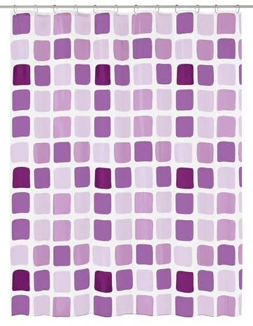 Kleine Wolke Duschvorhang PEVA Sonny Violett 180 x 200 cm | OEKO-TEX zertifiziert, PVC-frei, absolut wasserdicht, verstärkte Lochleiste, aus PEVA