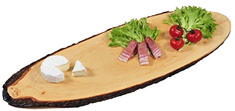 Kesper Planche de service en écorce en bois d'aulne laqué de qualité alimentaire, 70-79 x 25 cm