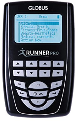 Globus | Runner Pro, 4-Channel Electrostimulator, 254 Programs for Amateur and Professional Podists, Treatments to Improve Performance and Stimulate Muscle