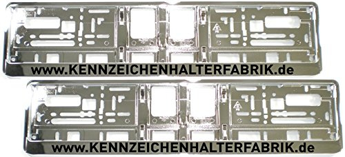 Satz (2 Stück) Kennzeichenhalter - Chrom - mit individuellem Wunschtext - Premiumqualität - Vollchrom Werbung Text Spruch Beschriftung personalisiert