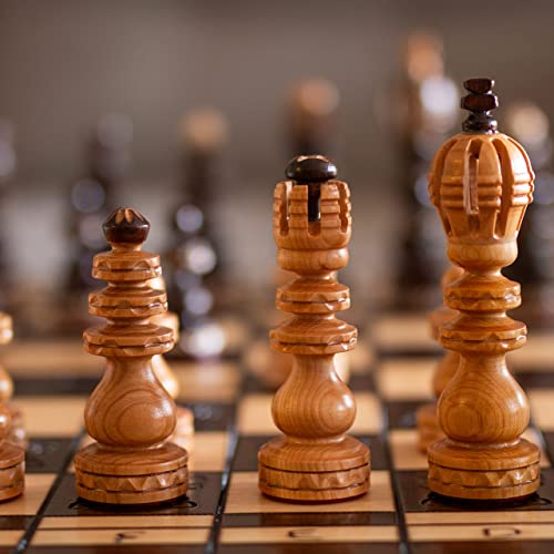 Master of Chess Luxus Salvator Kirschholz Schachspiel 60 x 60 cm Superb Schachbrett & Handgeschnitzte Schachfiguren