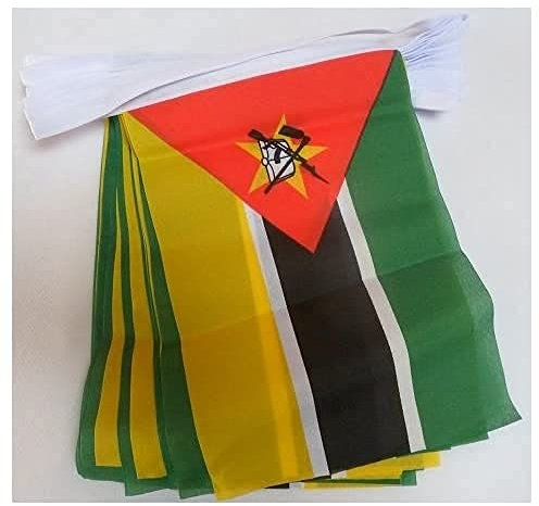 AZ Flag girlang 6 meter 20 Moçambique flaggor 21 x 15 cm - moçambicansk flagga 15 x 21 cm