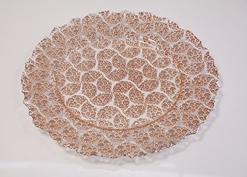 Platzteller aus Glas, 11 Designs, 5 Farben, für Hochzeiten, Veranstaltungen, Dekorationen, Weihnachten, Abendessen (Kupfer-Paisley-Blase)