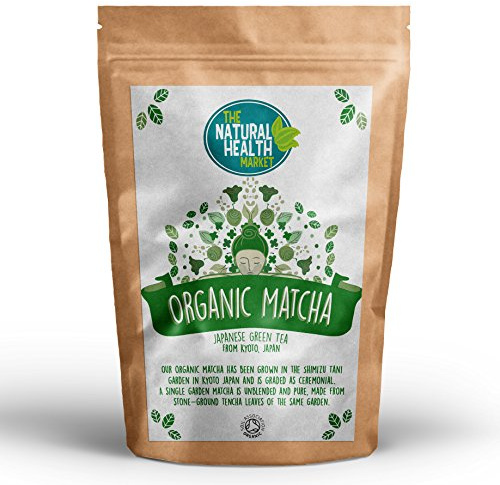 Organic Matcha Tea By The Natural Health Market • Organic Green Tea From Japan • Ceremonial Grade Single Garden Cultivar • Traditionally Grown and Stone Ground in Kyoto (50g)