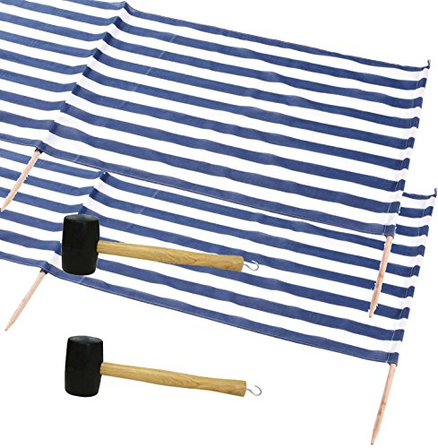 2x IDENA Windschutz ca.800x80cm für Strand, Camping und Garten 8mm im Set mit passendem Gummihammer
