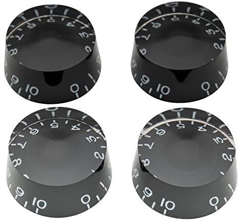 Musiclily Pro Imperial Zoll Gitarre Knöpfe Zylinder Potiknöpfe Speed Knobs für USA Les Paul Style E-Gitarre, Schwarz (4er Set)