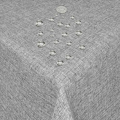 Tischdecke Stoff Damast Leinen-Optik Jacquard mit Fleckschutz rund 170 cm Grau