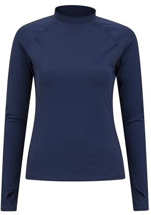 Mountain Warehouse Womens Long Sleeve Rash Vest - SPF50+ Sun Protection Ladies Rash Guard, Quick Drying Rash Top, Flat Seams, Stretchable - for Swimming, Navy Women's Size 16