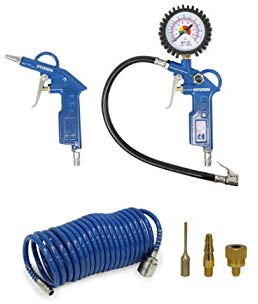HYUNDAI Kompressor Zubehör SET ACZ55902 (Druckluft Zubehör SET, 6-teilig, bestehend aus Spiralschlauch, Reifenfüller, Ausblaspistole, Adapterset)