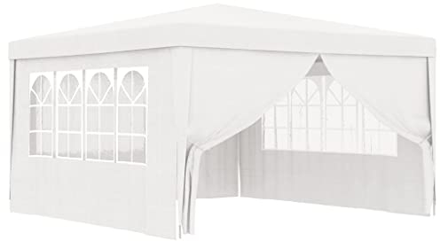 vidaXL Profi Partyzelt mit Seitenwänden UV-beständig Wasserbeständig Pavillon Festzelt Gartenpavillon Gartenzelt Garten Bierzelt 4x4m Weiß 90g/m²