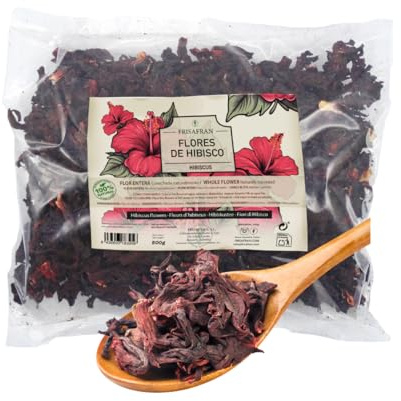 FRISAFRAN | Ekologiska Hibiskusblommor 500g | Jamaica blomma | Hibiskus | Jamaicanskt vatten | Hibiskusinfusion | Hibiskuste | Hudreparation | Bulk Hibiscus | Detox | Innehåll