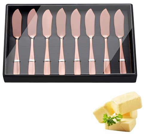 YDware - Set di 8 coltelli da burro, in acciaio INOX 18/10, 18,1 cm, colore: oro rosa