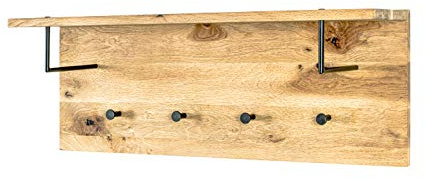 HAKU Wandgarderobe, Braun, Massivholz - Maße: B 80 x H 30 x T 20 cm, Style: Modern