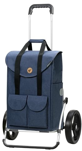 Andersen Einkaufstrolley - klappbar - 54 Liter - Aufhängung für Einkaufswagen - belastbar 50 kg - Aluminium - Trolley - 3-Speichen-Rad Ø 25 cm - Cargo Shopper XXL Jacob blau