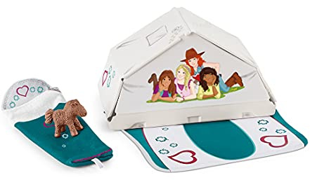 Schleich Horse Club | Accessoires Camping 42537 | 5 Teile | Zubehör ab 6 Jahren | detailgetreues Pferdespielzeug | Geschenk für Mädchen und Jungen