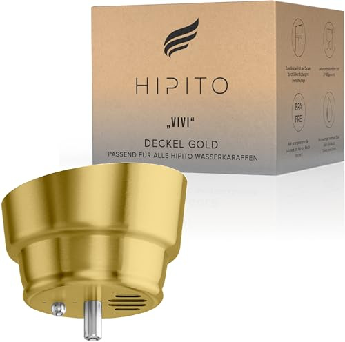 HIPITO Glaskaraffe Ersatzdeckel Gold – Vivi – passender Deckel für 1,0l und 1,5l Wasserkaraffe aus Glas – tropffrei & spülmaschinenfest, ideal als Ersatzteil für HIPITO Karaffen