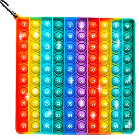 KICOSOADT Fidget Toys,Squeeze Toys groß,Rainbow Push Pop Bubble Fidget Sensory Toy für Kinder und Erwachsene, Stress Relief Pop Fidget Toy for Kids Adults (1-100 Regenbogen Farben)