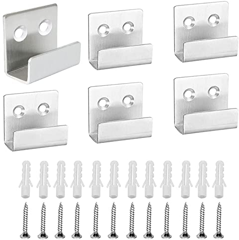 Brateuanoii 6 Stücke Edelstahl Display Wandhaken, U Winkel Halterung Edelstahl, Keramikfliesen Display Wandhaken, Mit 12 Festen Schrauben, Für Wohnküche Badezimmer, Schlafzimmermantelhaken (Erweitern)