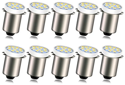 Ruiandsion P13.5S LED Bulb 6V Warm White Soft Glow 0.5W COB 450LM Non-Polarity Flashlight Replacement Bulb for Torch, Camping Lantern, Home Emergency Light - 10-Pack