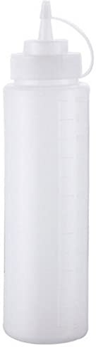 Tradineur Bouteille en plastique réutilisable pour servir des sauces, distributeur d'assaisonnement rechargeable, ketchup, moutarde, de qualité alimentaire, fabriqué en Espagne, 1 litre, 29,5 x 7,7 cm