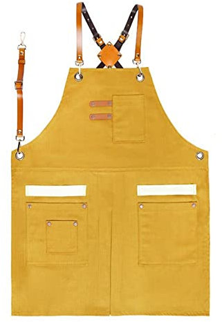 BATTTX Arbeitsschürze Herren,Robuste Werkzeugschürze For Männer, Arbeitsschürze Mit Werkzeugtaschen For Küche, Garten, Keramik, Werkstatt, Garage Und Mehr