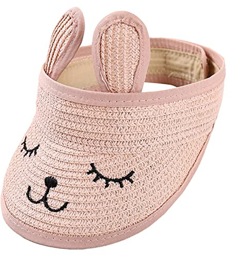 Maeau halmvisir för barn, flickor, pojkar, 1–7 år, vikbar stråhatt med UV-skydd för sommaren, solskydd med solskydd för strand och fritid, sommarmössa 1–7 år, ROSA, one size