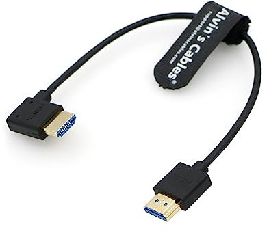 Alvin's Cables Ultra HD 8K HDMI 2.1 Cable Straight HDMI to Right Angle HDMI High Speed for Atomos Ninja V Monitor, Z CAM E2, Sony FS5| FS7| A7S3 Cameras 10inches|25CM