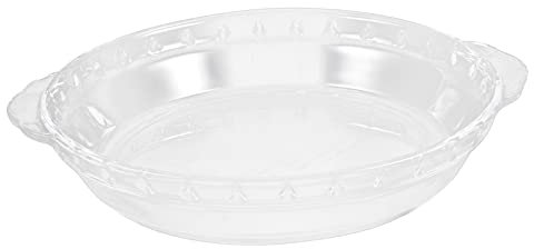 BESTonZON Round Baking Pan Dividers Heat Resistant Glass Double Handles Oven Dishes Baking Tray for Family Gatherings
