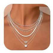 Finrezio 6 st kedja guld damer lager halsband damer 14K förgylld ormkedja choker rostfritt stål vattentät guldkedja för kvinnor justerbart hjärta smycken guld/silver