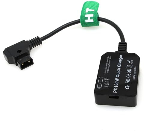 HangTon D-Tap auf USB-C PD 100 W 20 V Stromwandler Adapter für Sony DSLR Kamera Monitor Telefon Laptop, Typ C, 12–16,8 V V-Lock Gold Mount Akku, Bidirektionales Schnellladegerät