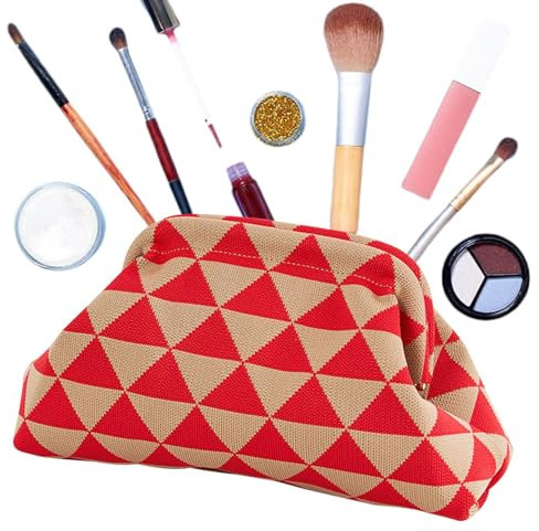 Generisch Knödel-Clutch-Geldbörse für Frauen, Knödeltasche, lässige gewebte Häkelhandtaschen, Colorblock-Clutch, Sommer- -Clutch, Wolkenknödel-Beutel