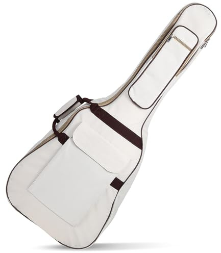 Toyvian Stilvolle Wasserabweisende 40/41 Gitarrentasche Oxford-Baumwolle Gepolsterte Tragetasche Für Elektrische Akustikgitarren Zubehöraufbewahrung Beige
