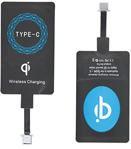 Qi Wireless Charging Receiver, qi USB c empfänger 2 Stück Selbstklebender QI-Ladeempfänger Type C Kabelloser Qi Empfänger USB C mit Aufkleber für Mobiltelefone