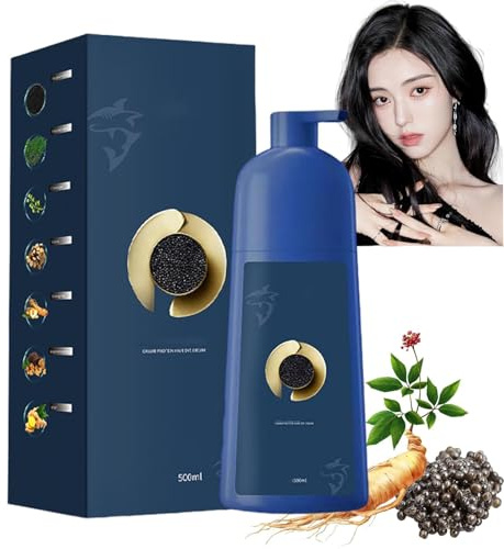 Qiweitang Coloration capillaire, crème de coloration capillaire au caviar, teinture capillaire protéique Zhihuashi Caviar, teinture capillaire végétale à bulles, crème de teinture (Black)