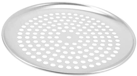 Housoutil Molde para Hornear Pizza Redondo De Acero Inoxidable Perforado 9 Pulgadas con Orificios para Horno, Bandeja para Pizza Casera con Calentamiento Uniforme, Suministros para Hornear