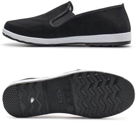 ceqemou Kung-Fu-Schuhe, Slipper, Kampfsport-Schuhe & Autofahrerschuhe mit Gummisohle, Schwarz, Größe 41