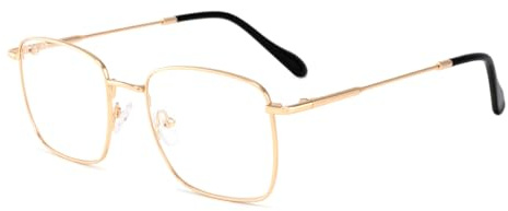KUKU Blaulichtfilter Brille ohne Stärke für Damen Herren Ultraleichte Metall-Pilotengestell mit Doppelsteg, Langlebig & Blaulichtschutz Ideal für Büro, Gaming & Alltag (8839-Golden)