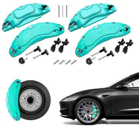 Caliper Covers Set of 4 Compatible with for Tesla Model 3 Highland 2024 .18/19 inch Wheel Hub Front and Rear Brake Caliper Covers -Fit for Tesla Model3 Brake Caliper (Sky Blue)