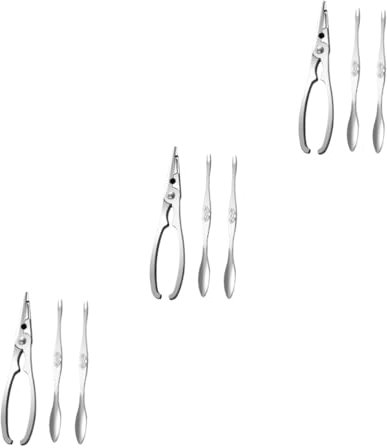 OKUMEYR 3juegos Herramientas para Comer Mariscos Incluye De Tenedores y Herramientas De Cangrejo Fabricado Acero Inoxidable para Disfrutar De Cangrejos y Langostas