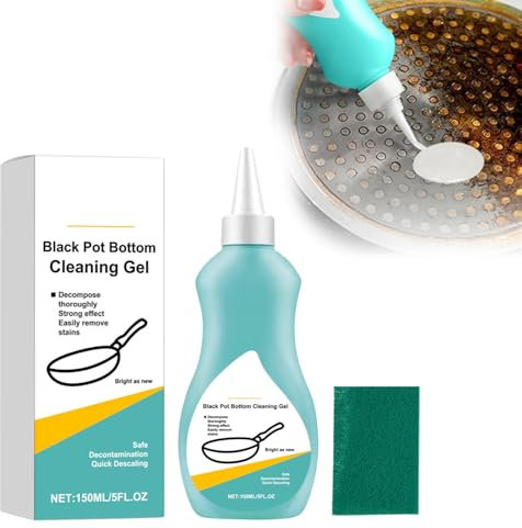 Edelstahl-Reiniger,Gel-Reiniger für Töpfe und Pfannen,Magischer Gel-Reiniger für Topfboden,Edelstahl-Kochgeschirr-Reiniger,Pfannenboden-Fleckenreiniger,Schwarzer Pfannenbodenreiniger,150ML