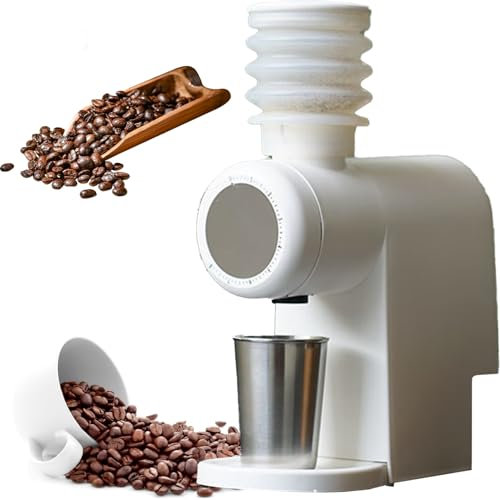 Piccolo macinacaffè Italiano, macinacaffè Elettrico per Uso Domestico da 80 g con Lama da 48 mm, macinacaffè per caffè Espresso a 8 Livelli con tramoggia per Flusso d'Aria Forte, per Ufficio White
