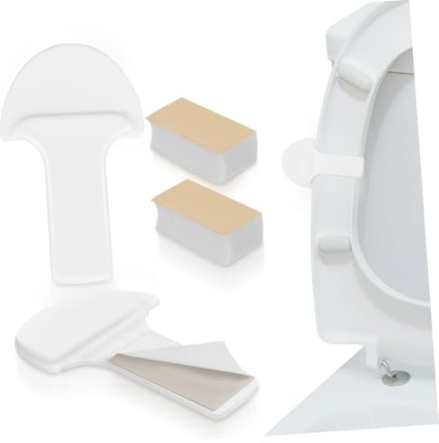 BESTOYARD Lève-abattants de Toilette Accessoire Hygiénique en Abs Blanc Lot de 2 Design Simple avec Adhésif pour Éviter le Contact Direct pour Maison et Lieux Publics