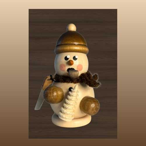 weigla Räuchermann Schneemann braun/Natur Baummauser original Erzgebirge I Räucherfigur aus Holz I Höhe 8 cm I Weihnachtsdeko I schöne Geschenkidee I Dekoration innen I Weihnachten I Räuchermännchen
