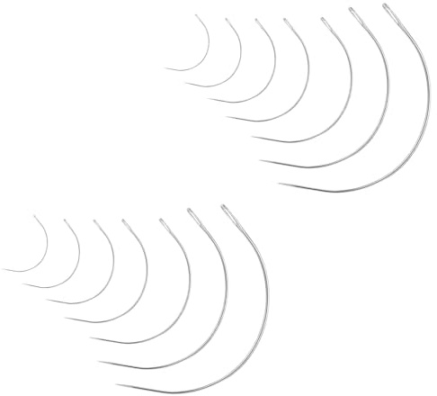 14 Stück Gebogene Nadeln, Nähnadeln Ledernadel, Gebogene-Nadeln Dünn, Leder Sattlernadel, Perücke C Gebogene Nadeln, Leder Nähennadel