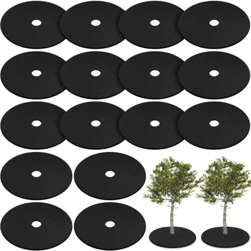 Générique Lot de 25 Tapis de Paillage Anti-Mauvaises Herbes Ronds 25 cm, Anneaux Réutilisables en Non-Tissé pour Arbres et Fleurs