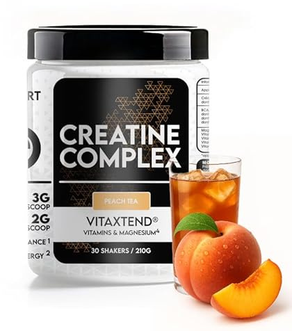 Créatine Complex VitaXtend – Créatine Monohydrate 3000mg – BCAA 2:1:1 – Magnésium & Vitamines B6, C, D3, E – Performance & Récupération Musculaire – Réduit la Fatigue – Poudre 210g – SportDiet