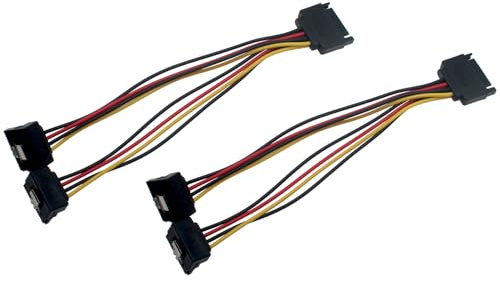 SYCZIOHU 20 cm 15 pin maschio a doppia femmina SATA connettore angolare verso il basso cavo di alimentazione per hard disk, unità ottica e HDD (2 pezzi)