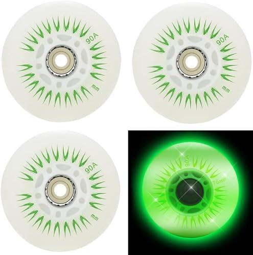 WSDAV 4PCS Inline Roller Wheels, mit LED Flash Skate Wheels Ersatzrad 60mm-80mm Inline Roller für Kinder und Jugendliche